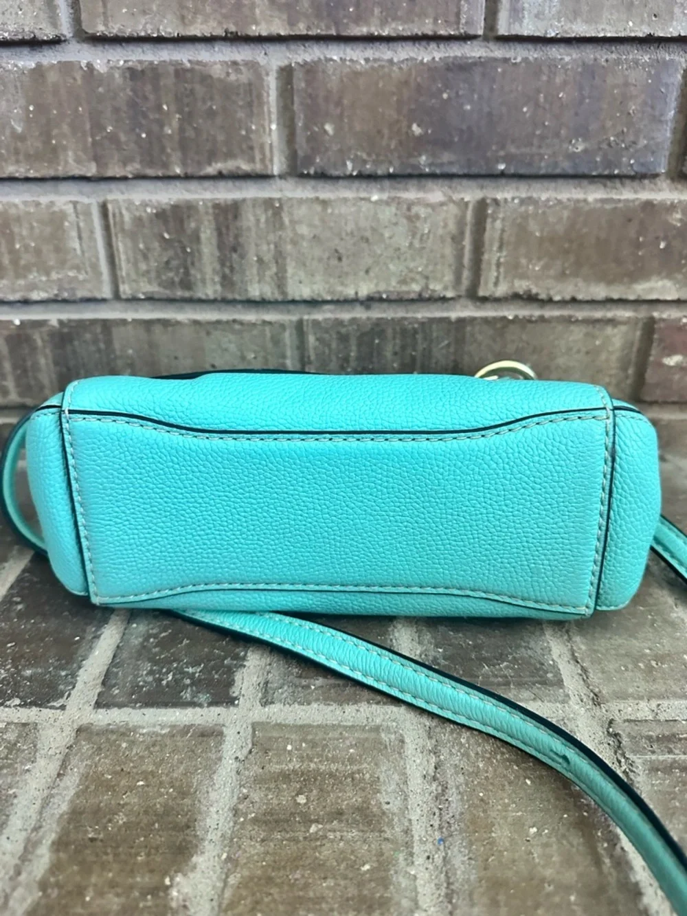 Marc Jacobs Turquoise Pebbled Leather Flap Crossbody Bag Boho Chic